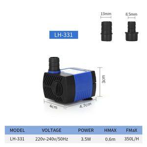 220-240v Ultra-Quiet Submersible Water Fountain Pump Filter Fish Pond Aquarium Water Pump Tank Fountain 3.5/6/10/15/25W