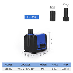 220-240v Ultra-Quiet Submersible Water Fountain Pump Filter Fish Pond Aquarium Water Pump Tank Fountain 3.5/6/10/15/25W