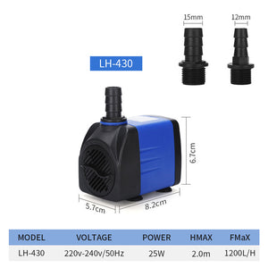 220-240v Ultra-Quiet Submersible Water Fountain Pump Filter Fish Pond Aquarium Water Pump Tank Fountain 3.5/6/10/15/25W